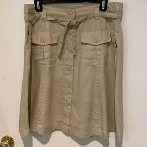Mavi Button-Front A-Line Skirt in Light Khaki